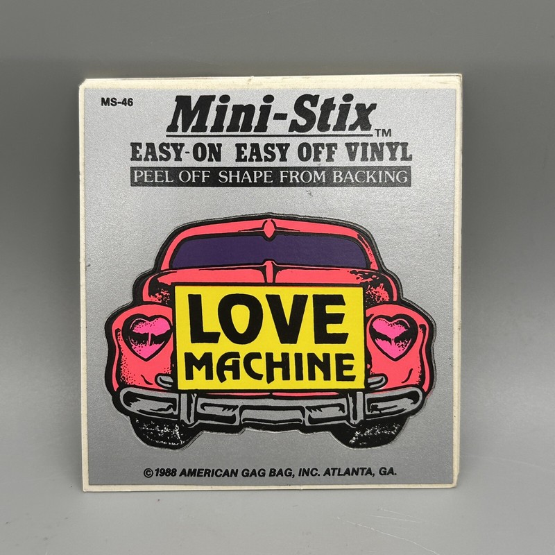 1988 Vintage “Love Machine” Black Light Retro Vinyl Sticker Cut-Out Shape