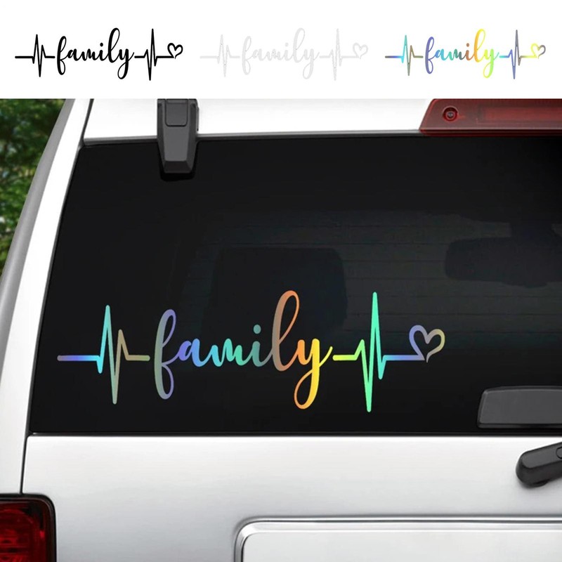 Stick Family Car Decals Heartbeat Die Cut Car Window Vinyl Decal Exquisite Decor gallery