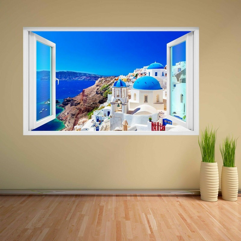 Santorini Island Traditional Houses Greece 3D Wall Sticker Mural Decal CV41