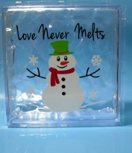 Love never melts Christmas decal sticker for DIY 8" glass block gallery