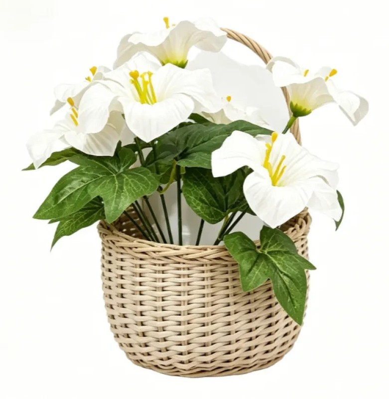 5 Heads Artificial Morning Glory Flowers,Milky White Fake Silk Bouquet,for Decor