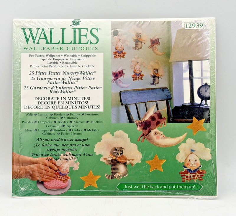 WALLIES Pre Pasted Wallpaper Cutouts Nursery Rhyme Hey Diddle Diddle and Humpty