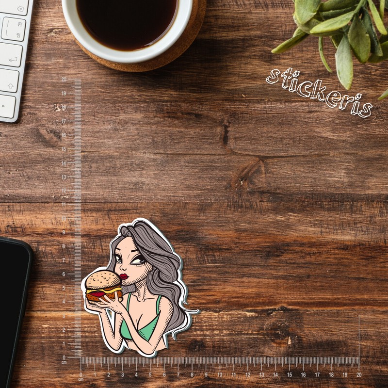 2x Young woman eating a burger 4-12″ (up to 47″) | buy 2 get 1