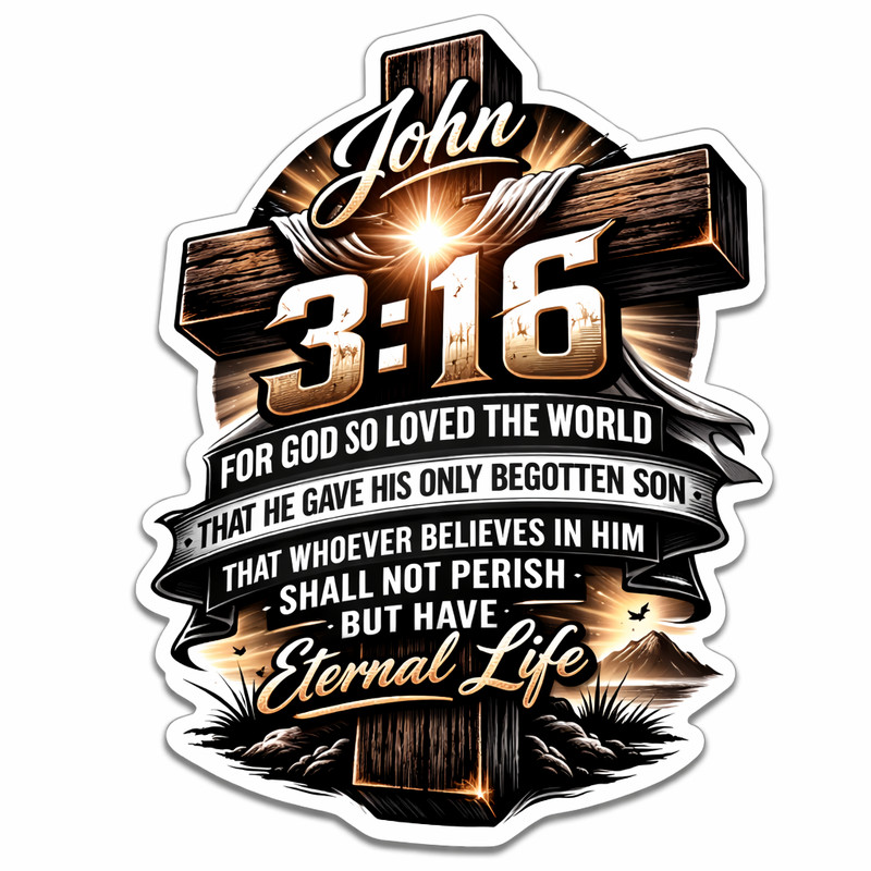 Christian Cross Vinyl Decal Sticker John 3:16 Religious Jesus Crown 16