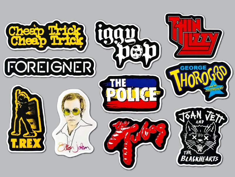 Classic Rock Vinyl Sticker Lot (10 Stickers) SET 4 metal roll vintage punk pop