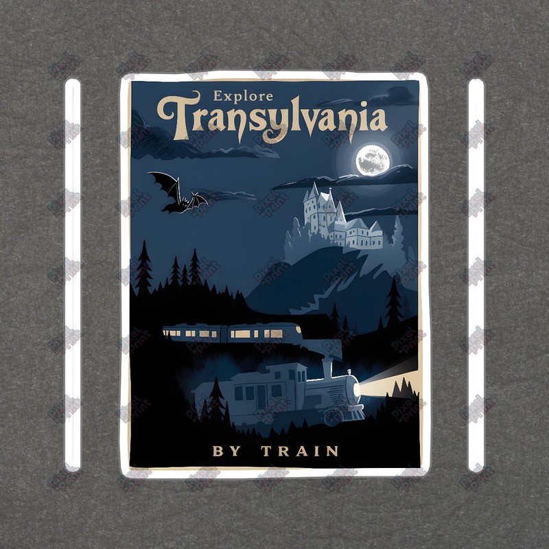 Vintage Travel Poster Explore Transylvania by Train Gothic Castle Art #8335