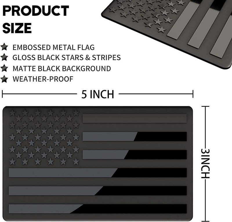 New 2PCS Metal Flag Sticker American Car Truck Decal Emblem Black gallery