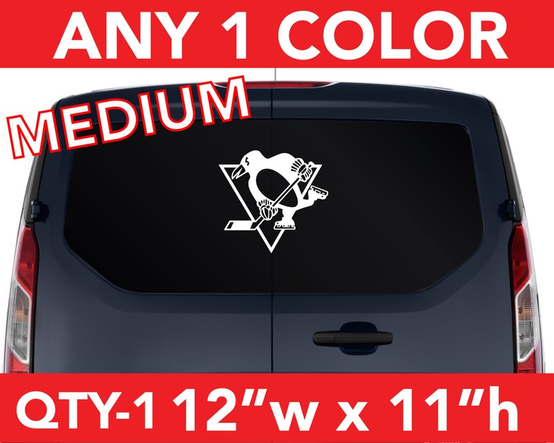 PITTSBURGH ” PENGUINS ” WALL AUTO DECAL STICKER 12″w x 11″h ANY 1 COLOR