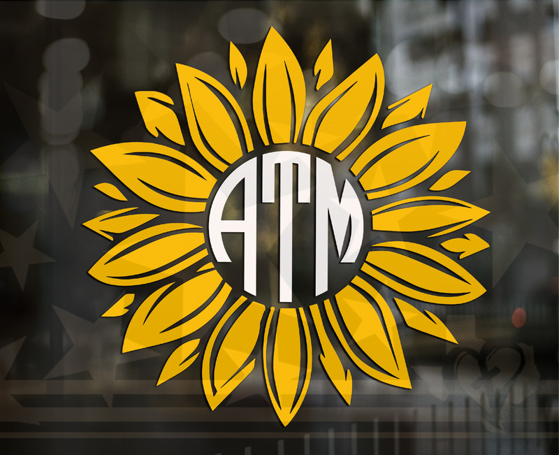 Sunflower Personalized Monogram Vinyl Decal