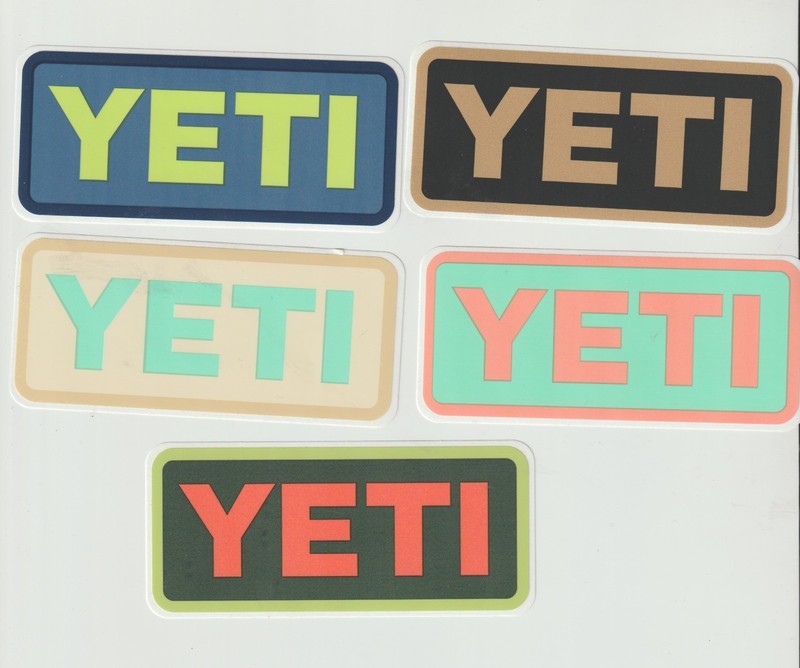 5 Yeti Sticker all in different color 4″ x 1 3/4″ new