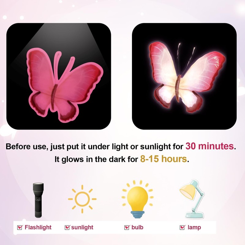 3 Sheets Glow in The Dark Butterfly Wall Decals, As Shown the Picture gallery