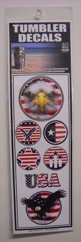 AGI Tumbler Decals Series Red White and Blue Eagle and USA Flags 7 stickler