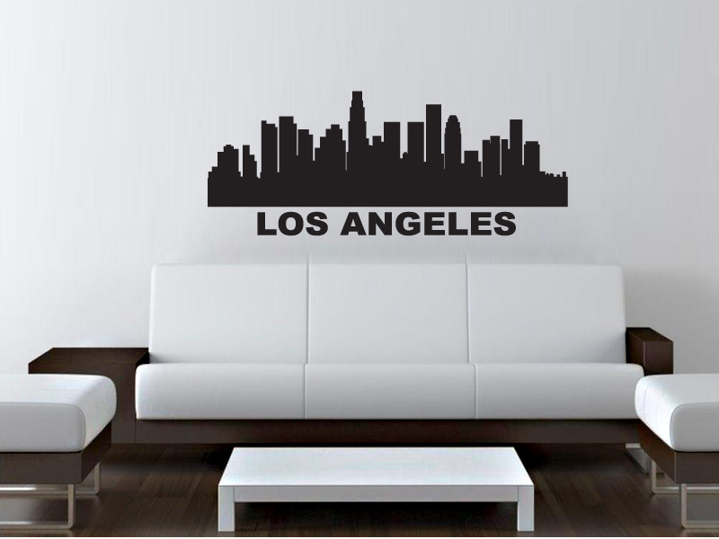 FGD Los Angeles Skyline Vinyl Wall Decal / Sticker in White or Black 20″ x 50″