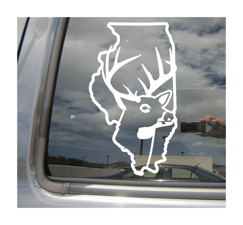 Illinois Deer Hunter Hunting Buck Outdoor Car Window Vinyl Decal Sticker 01218