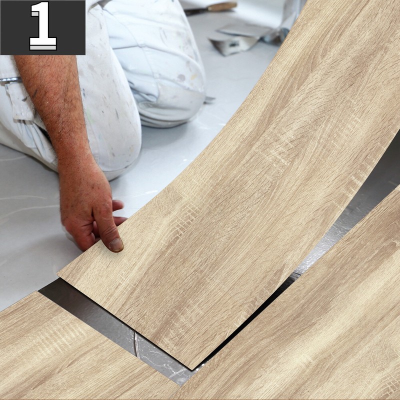 Wood Texture Floor Sticker Waterproof Wallpaper Tiles Desk Sticker Non-Slip