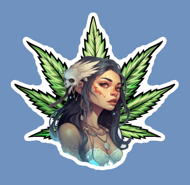 Native American Weed Smoker Laptop Sticker Weatherproof Vinyl Indigenous Art gallery
