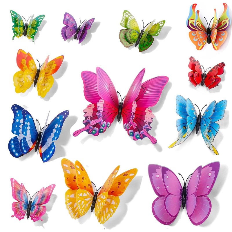 3D Butterfly Wall Stickers –Double-Layer Magnets, Reusable, Indoor Outdoor Decor