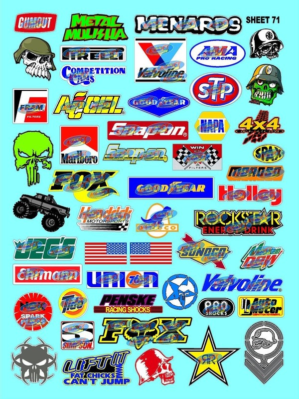 White Vinyl Sticker Sheet 71 F1 traxxas-R/C MODEL Decal fits 1/24-1/16 Scale CUT