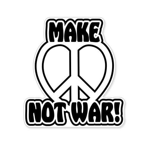 Make Love Peace Not War car bumper sticker decal 4″ x 5″