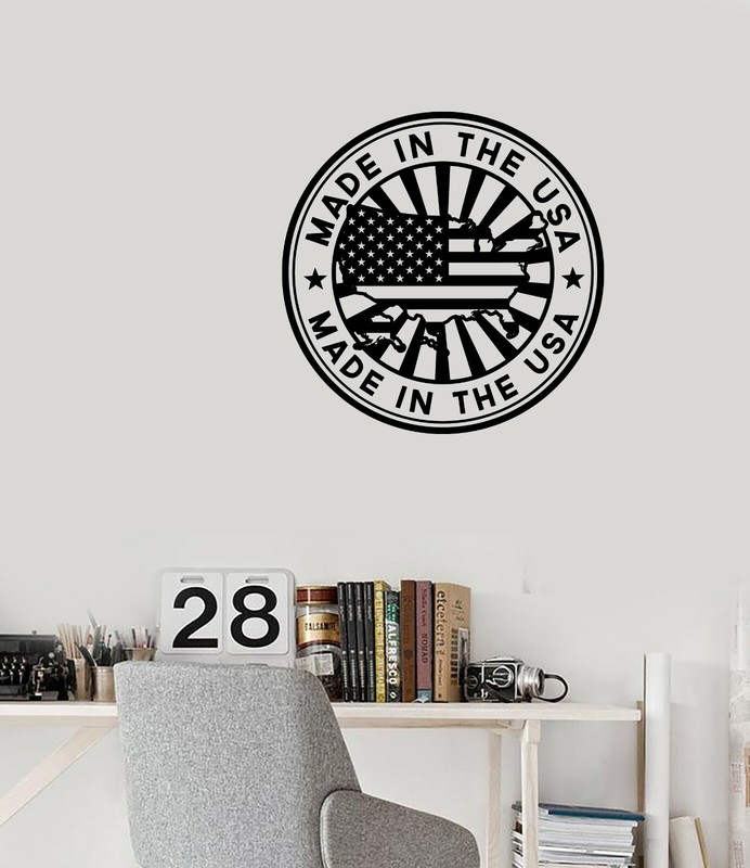 Wall Vinyl Decal Stamp Map Flag of the USA Made in the USA Decor (n1327)
