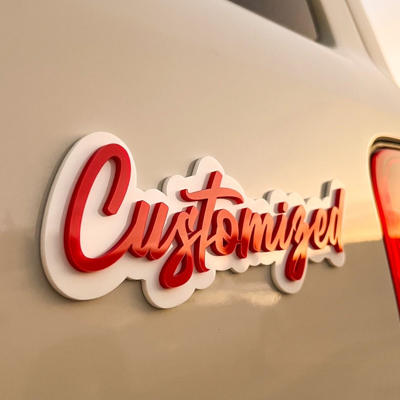 Custom Car Acrylic Emblem Badge MULTI COLOR Customized Text Names gallery