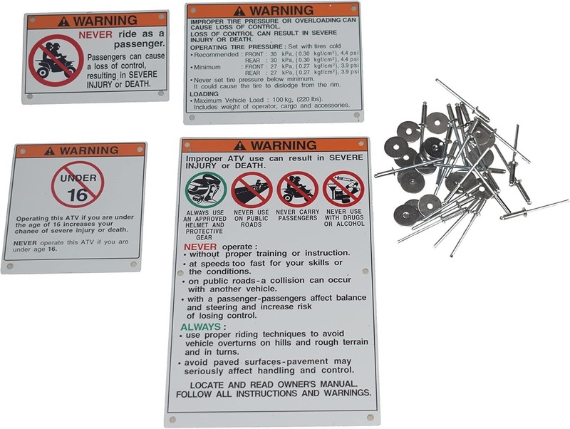 Warning Decals Compatible with ATV Models gallery