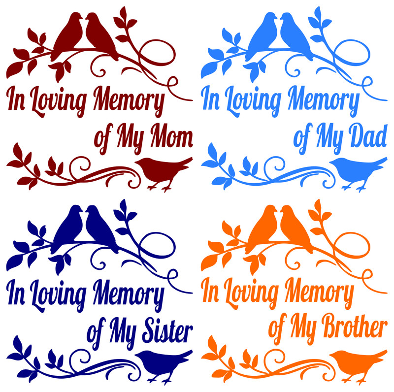 DOVES IN LOVING MEMORY MOM DAD SISTER BROTHER VINYL DECAL STICKER 6″ 12″