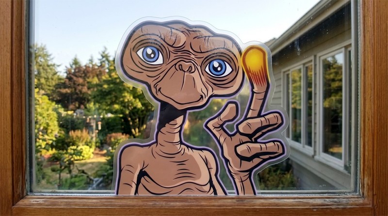 GIANT 10″ E.T. Peeking Vinyl Transparent Sticker Extra Terrestrial ET Decal