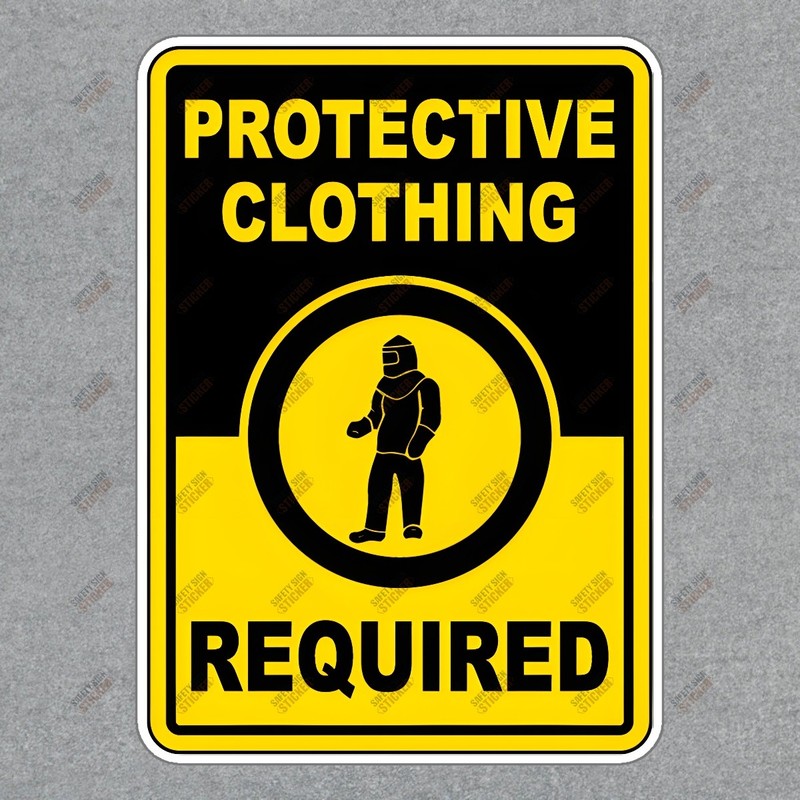 Protective Clothing Required Safety Sign Sticker OSHA Compliant #737614