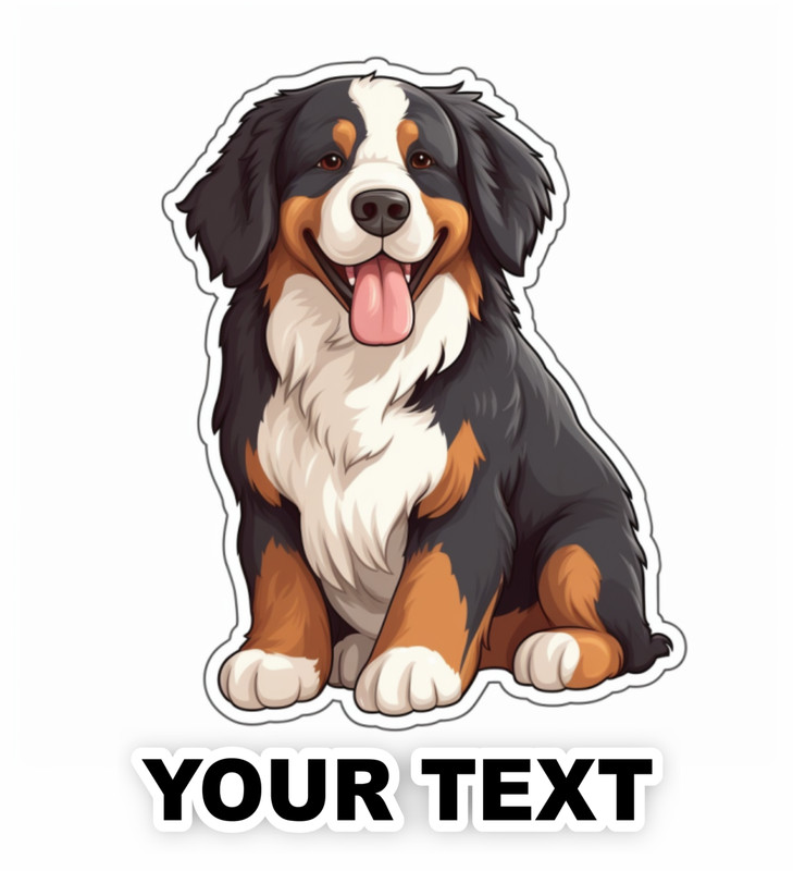 Set of 2 Bernese Mountain Dog Decal Stickers with Free Custom Text