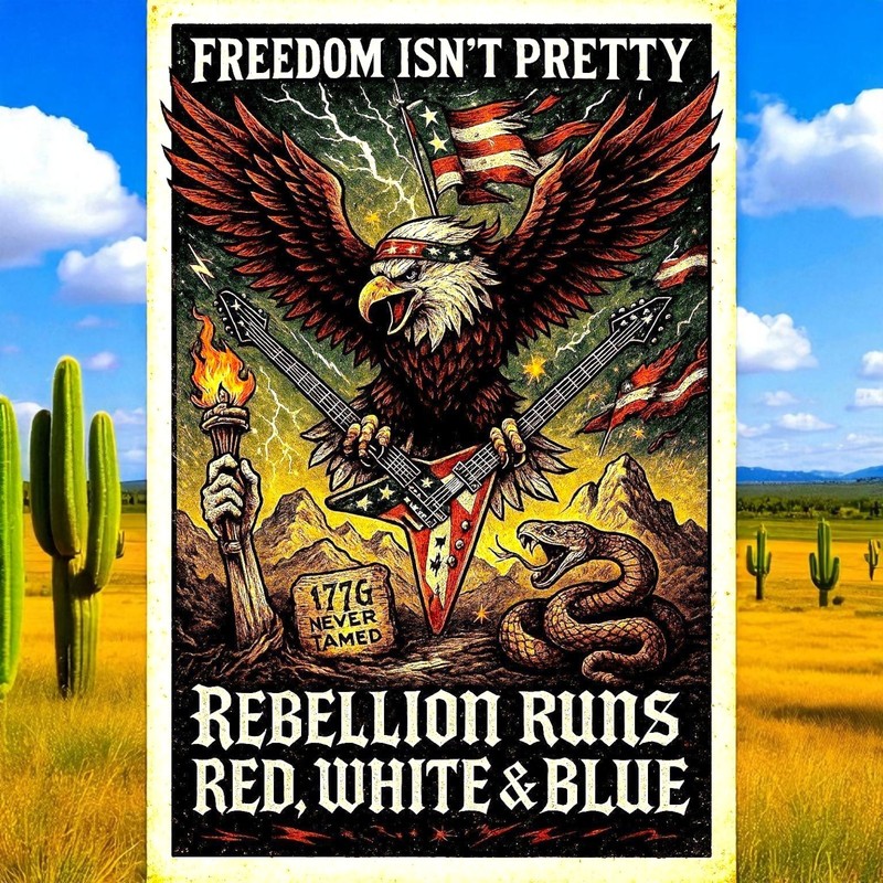 3″X3″ Kiss Cut Sticker Freedom isn’t Pretty Rebellion Runs Red, White, and Blue