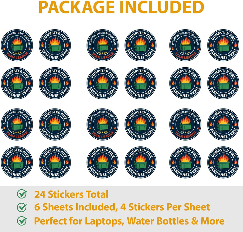 24-Pack Waterproof Dumpster Fire Response Team Vinyl Stickers for Various Uses gallery