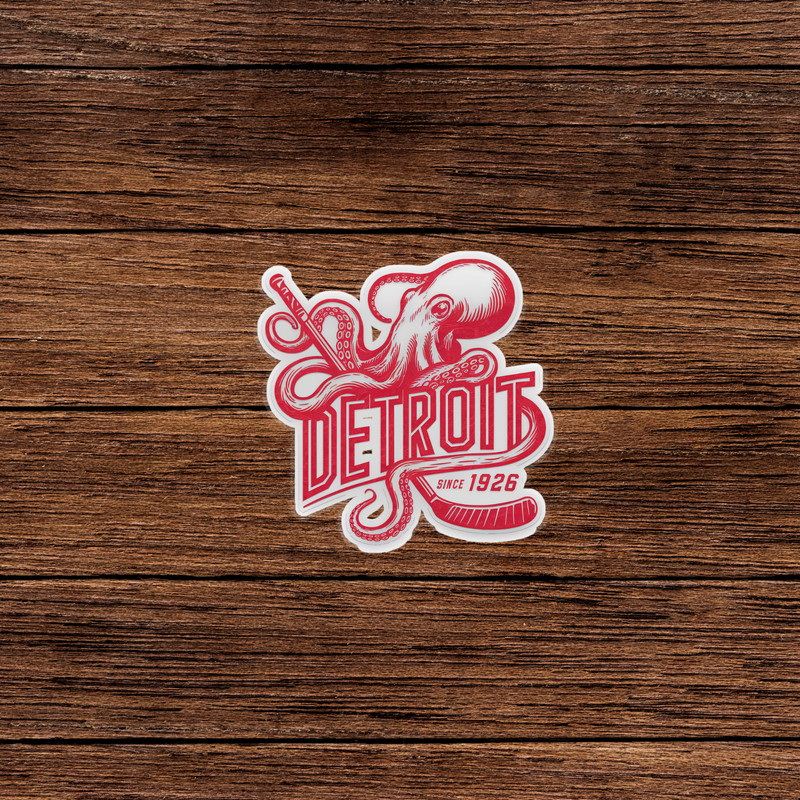 Vintage Detroit Octopus Sticker – Red White Retro Kraken Design Since 1926 #1884