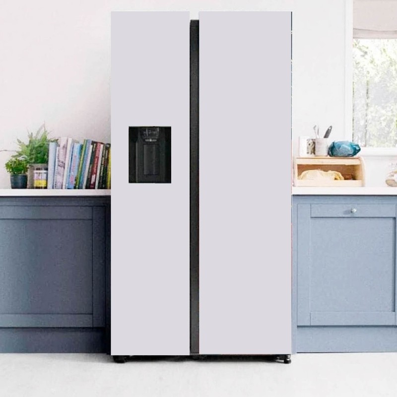Off White Matte Finish Fridge Wrap Peel and Stick Vinyl Cover gallery