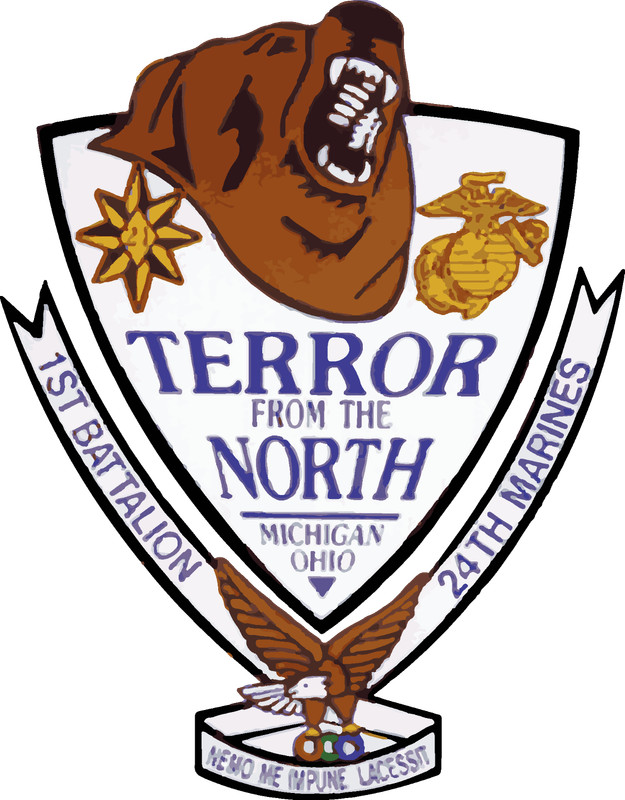 US Marine Corps Badge Sticker 1st Battalion 24th Marines Terror from the North
