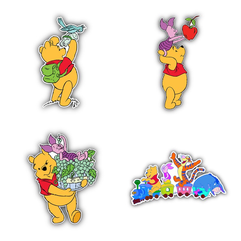 Winnie The Pooh Cartoon Set Of 4 Vinyl Sticker Decal – 5” longer side ID:9
