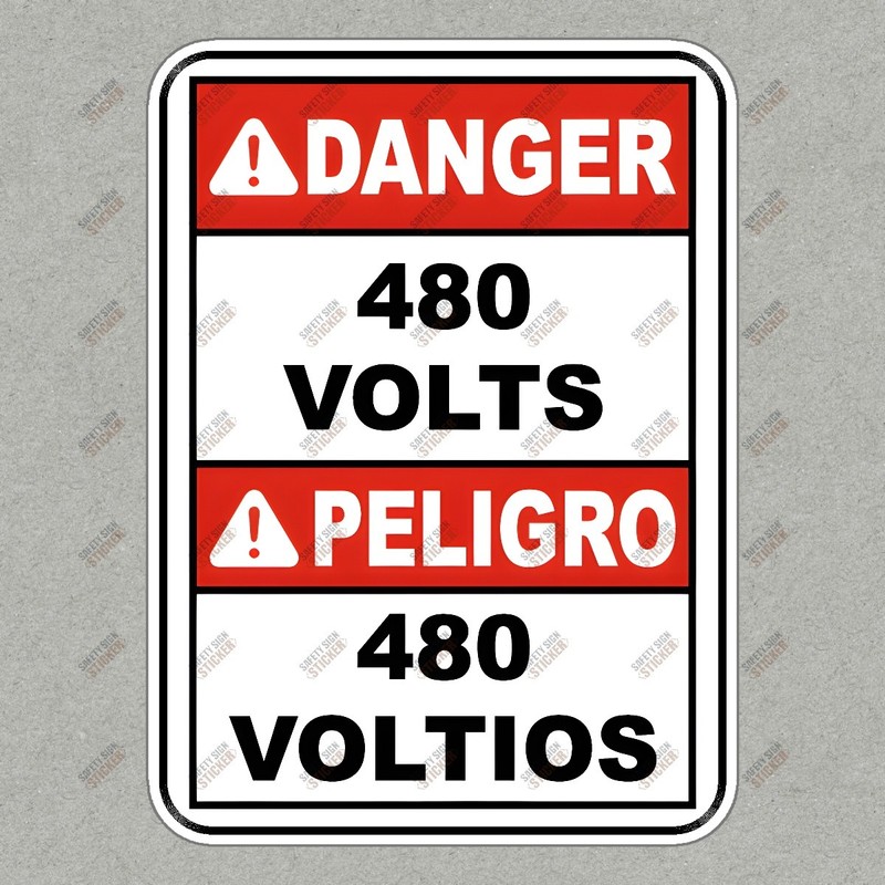 Danger 480 Volts Safety Sign Sticker OSHA Compliant Hazard Warning #870951