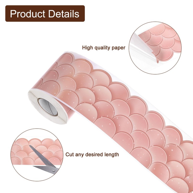 Bulletin Board Border, 65.6Ft x 2.75Inch Classroom Border Trim, Pink Fish Scales gallery