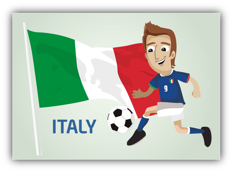 Italy Europe Football Player Flag Soccer World Cup Car Bumper Sticker Decal