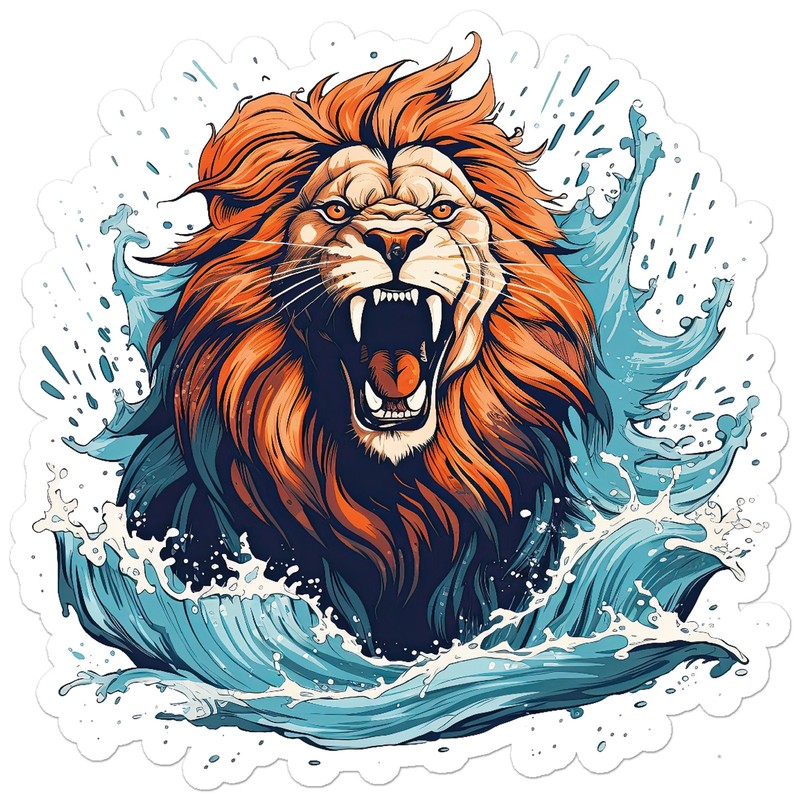Lion Head Wave – Vinyl Decal Sticker – Car Window Laptop – ebn9508