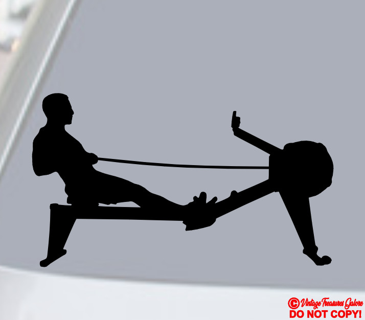 ROWING MACHINE VINYL DECAL STICKER WINDOW HOME GYM ERGOMETER ERG INDOOR ROWER