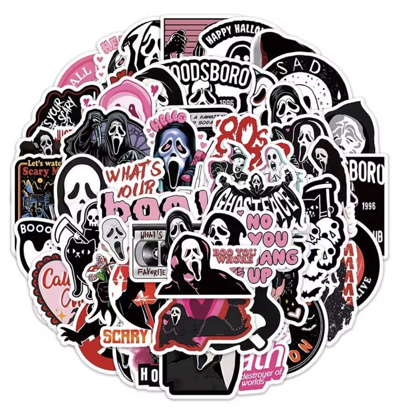 Ghost Mask Face Horror Movie Stickers 50pk Scary Cartoon Stickers FREE SHIPPING gallery