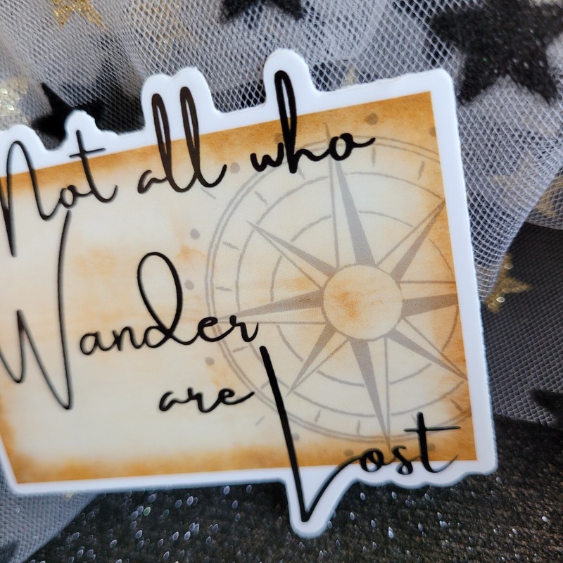 STKR056 NOT All Who WANDER Are LOST | Vinyl Sticker | Travel Traveller Map Trip gallery