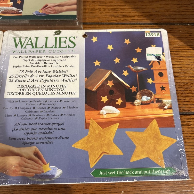 3 packs Wallpaper Cutouts Lot Wallies NEW 25 folk art stars in pack gallery