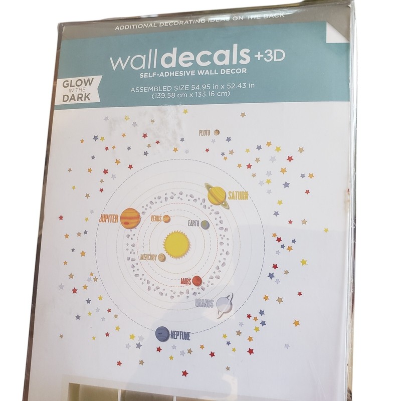 3D Glow in The Dark Solar System Wall Decals Wall Stickers Planet Ceiling 4x4 ft gallery