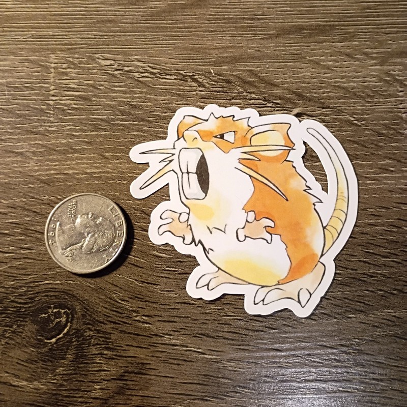 Gen 1 & 3 Raticate Stickers - Lot of 3 - Vinyl, Waterproof, Die-cut - Original gallery