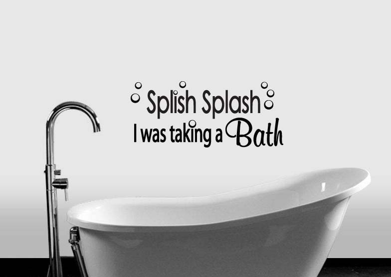 Splish Splash Bathroom Bubbles Vinyl Wall Quote Sticker Decal 15″h x 36″w