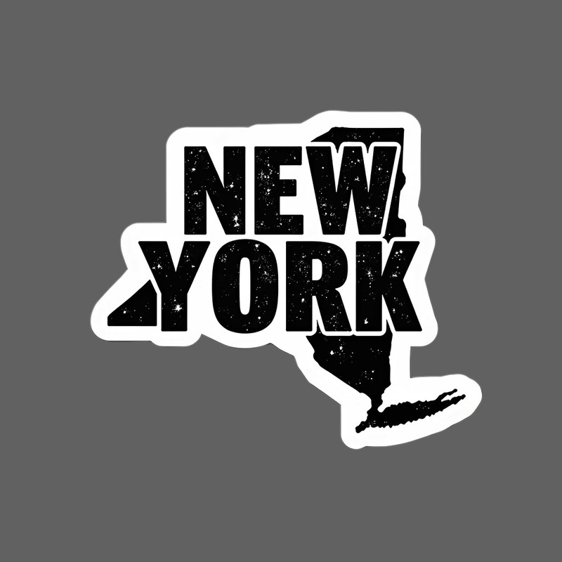 New York State Outline Sticker Vinyl Decal Distressed Typography Travel