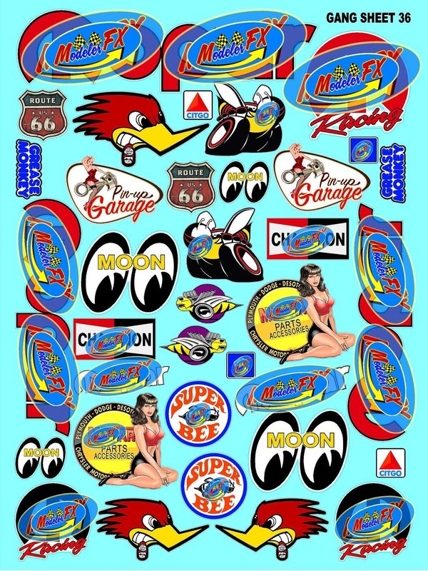 Clear Matte Vinyl Sticker Sheet#36-R/C MODEL Decal fits 1/10-1/16 ScaleMoparsFG