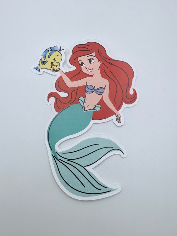 Brand New Vinyl Little Mermaid Ariel and Flounder Sticker 3″ by 4.25″